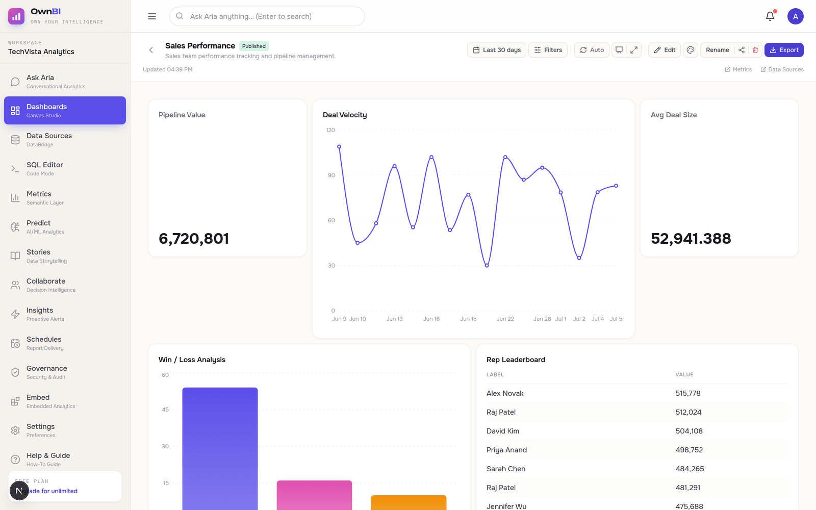 OwnBI interface