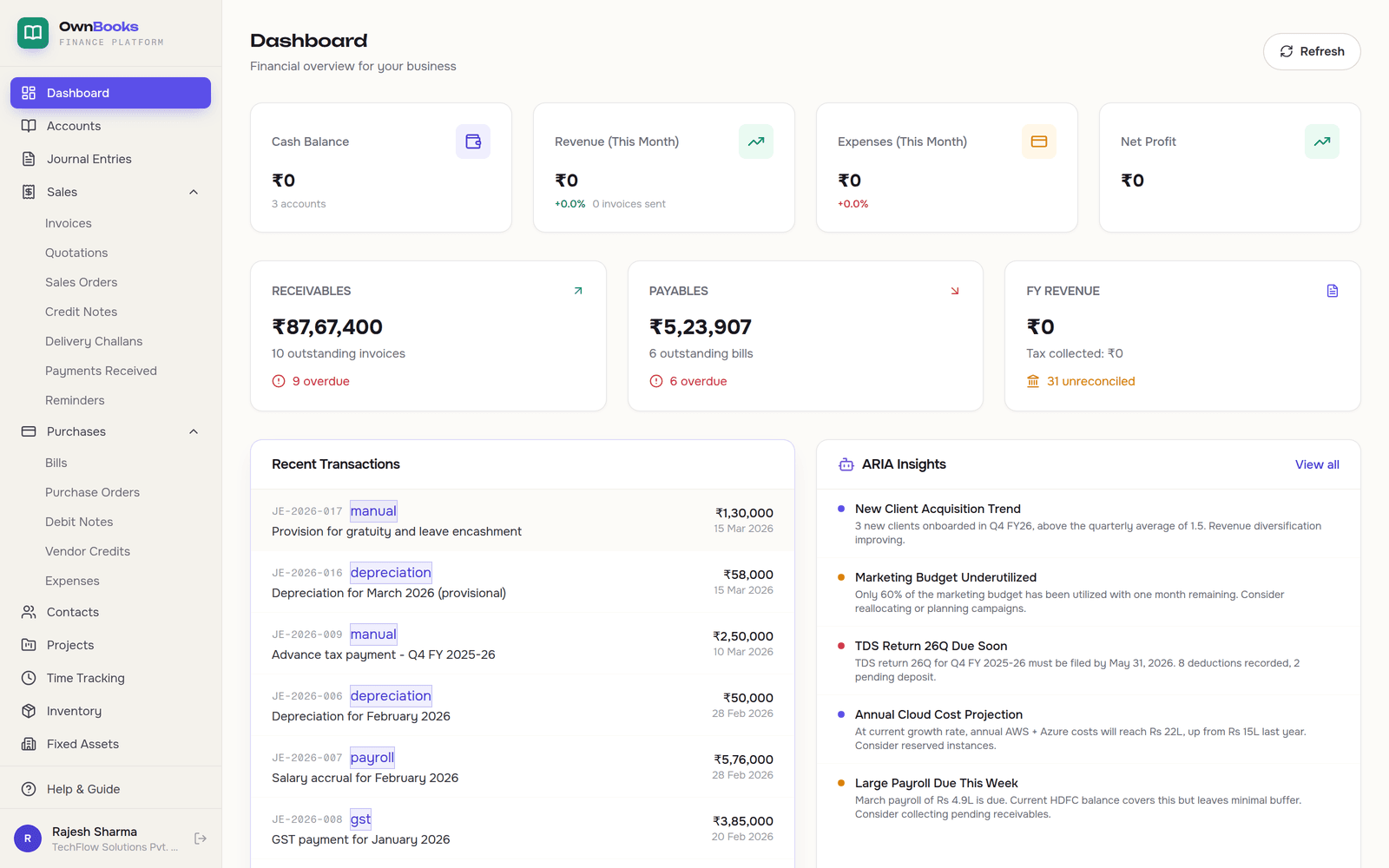 OwnBooks interface