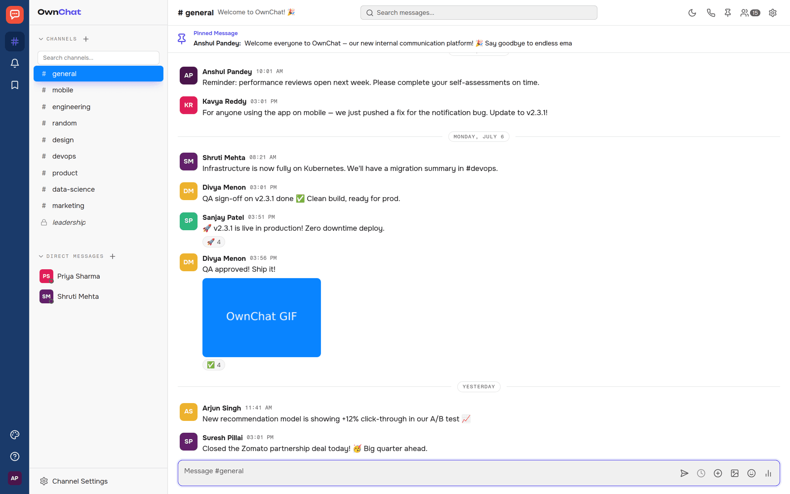 OwnChat interface