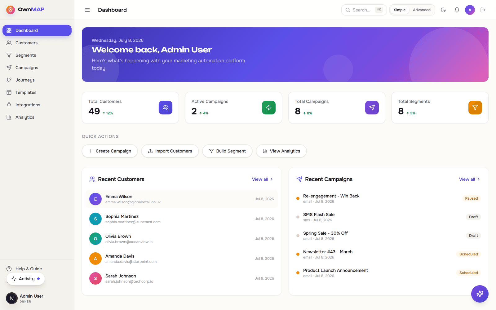 OwnMAP interface