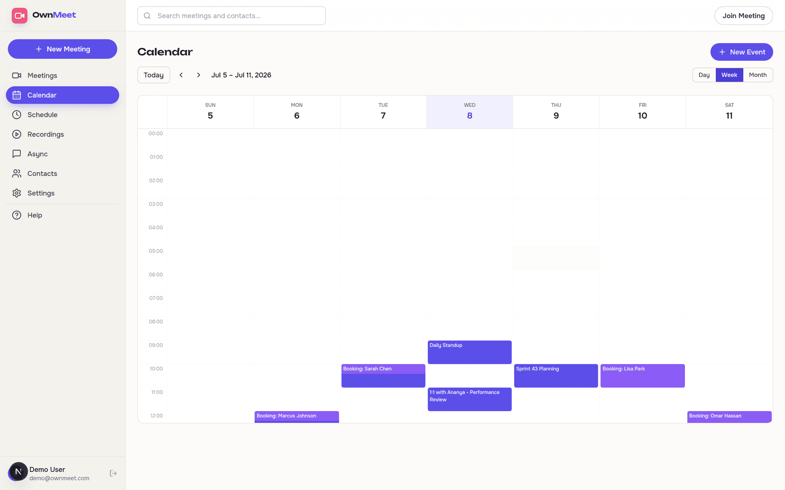 OwnMeet interface