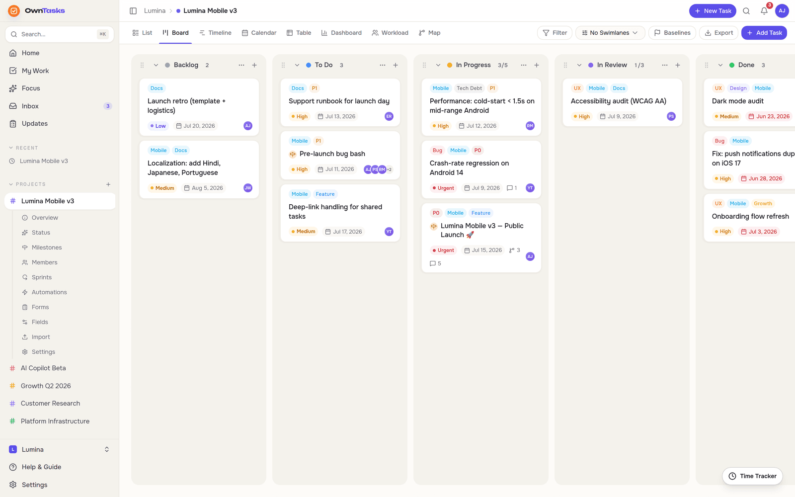 OwnTasks interface