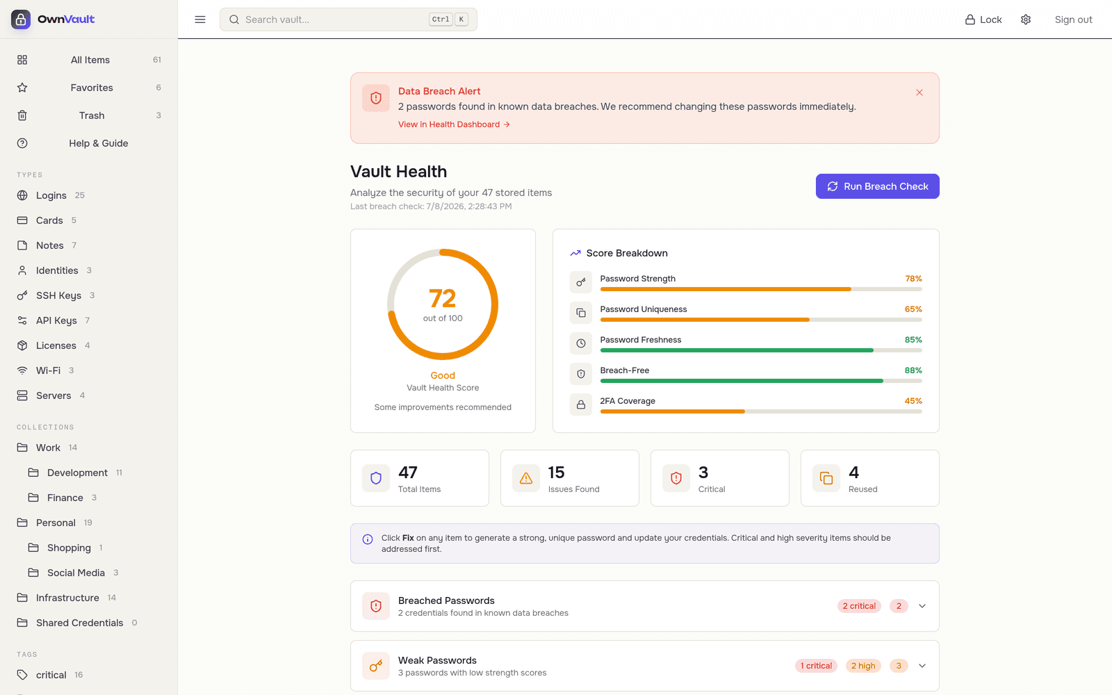 OwnVault interface