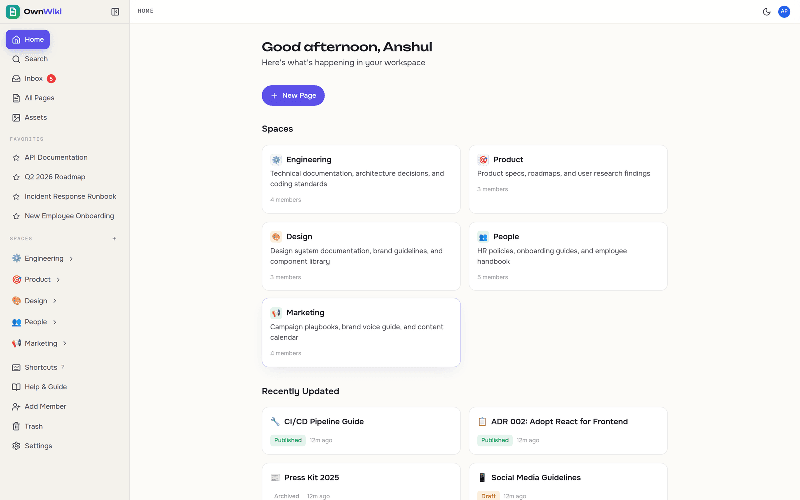OwnWiki interface