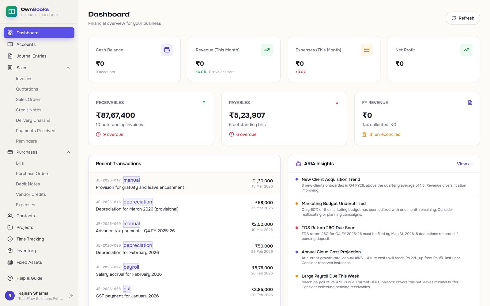 OwnBooks — live product interface