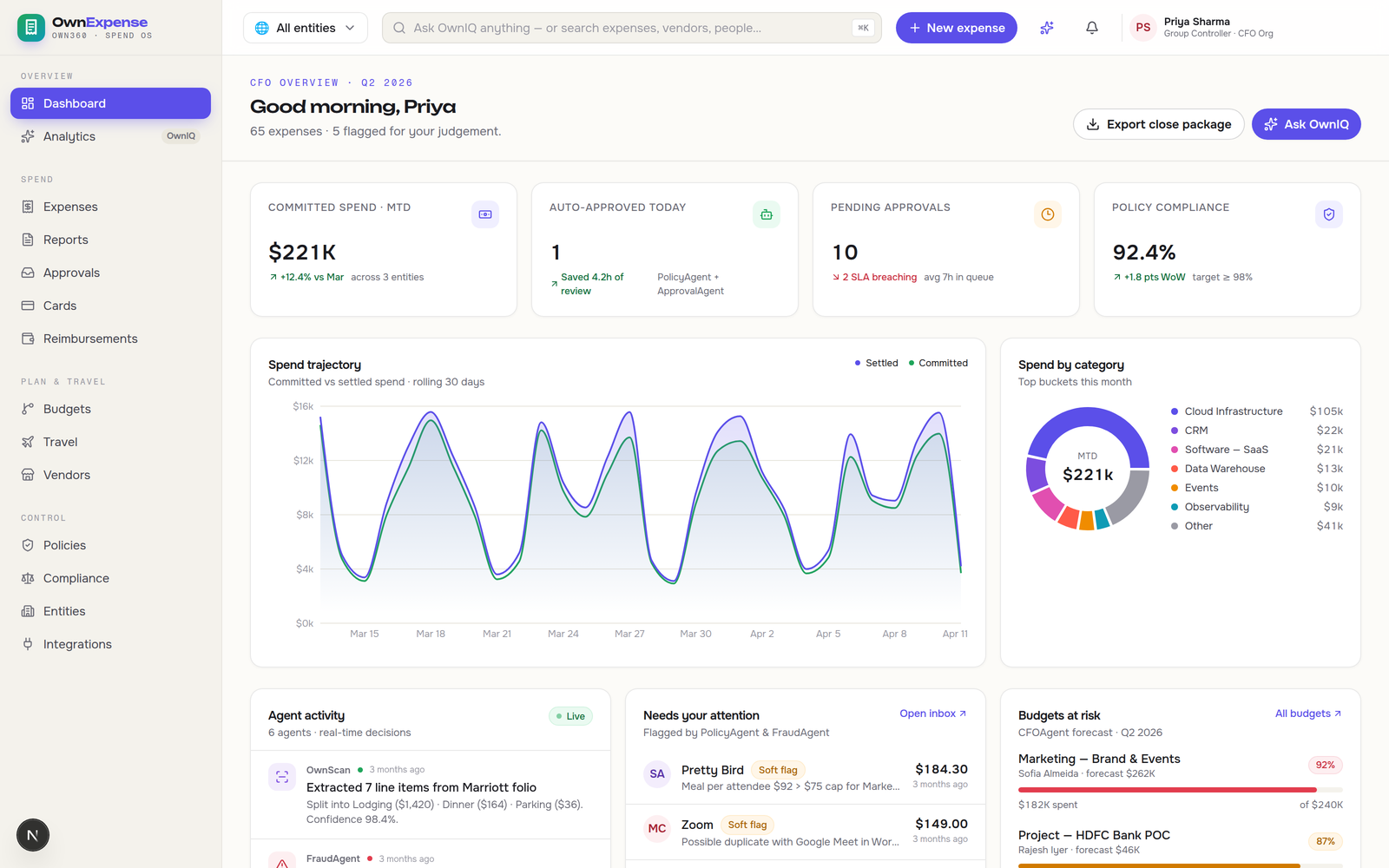 OwnExpense — live product interface