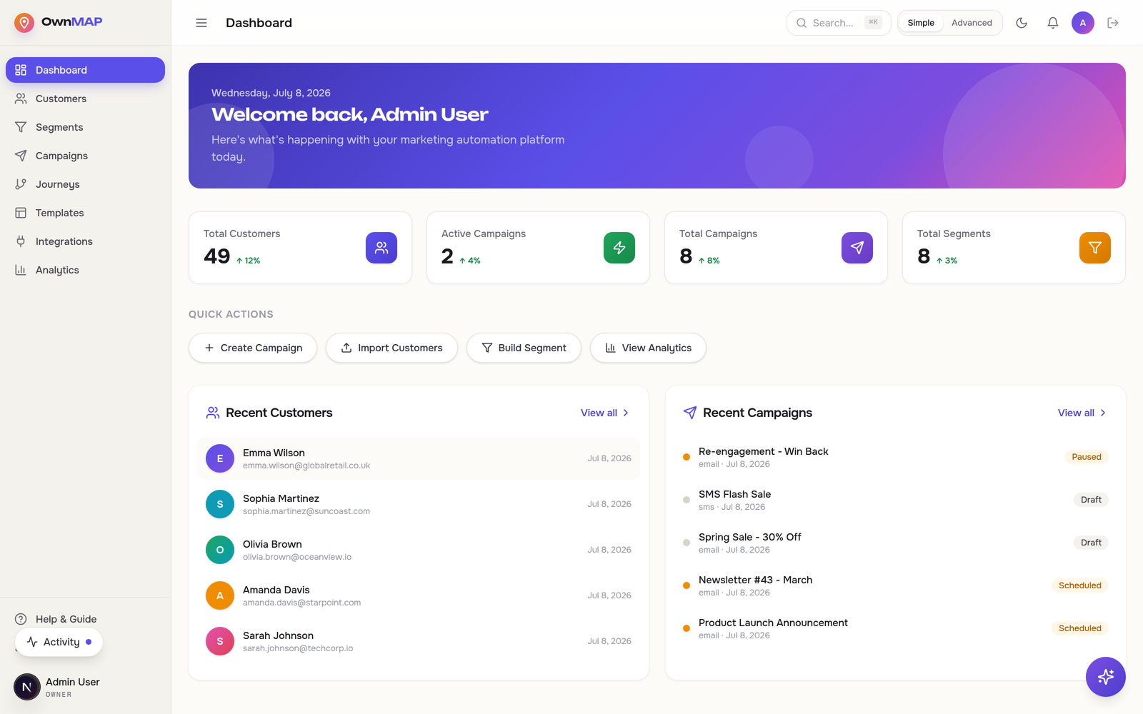 OwnMAP — live product interface