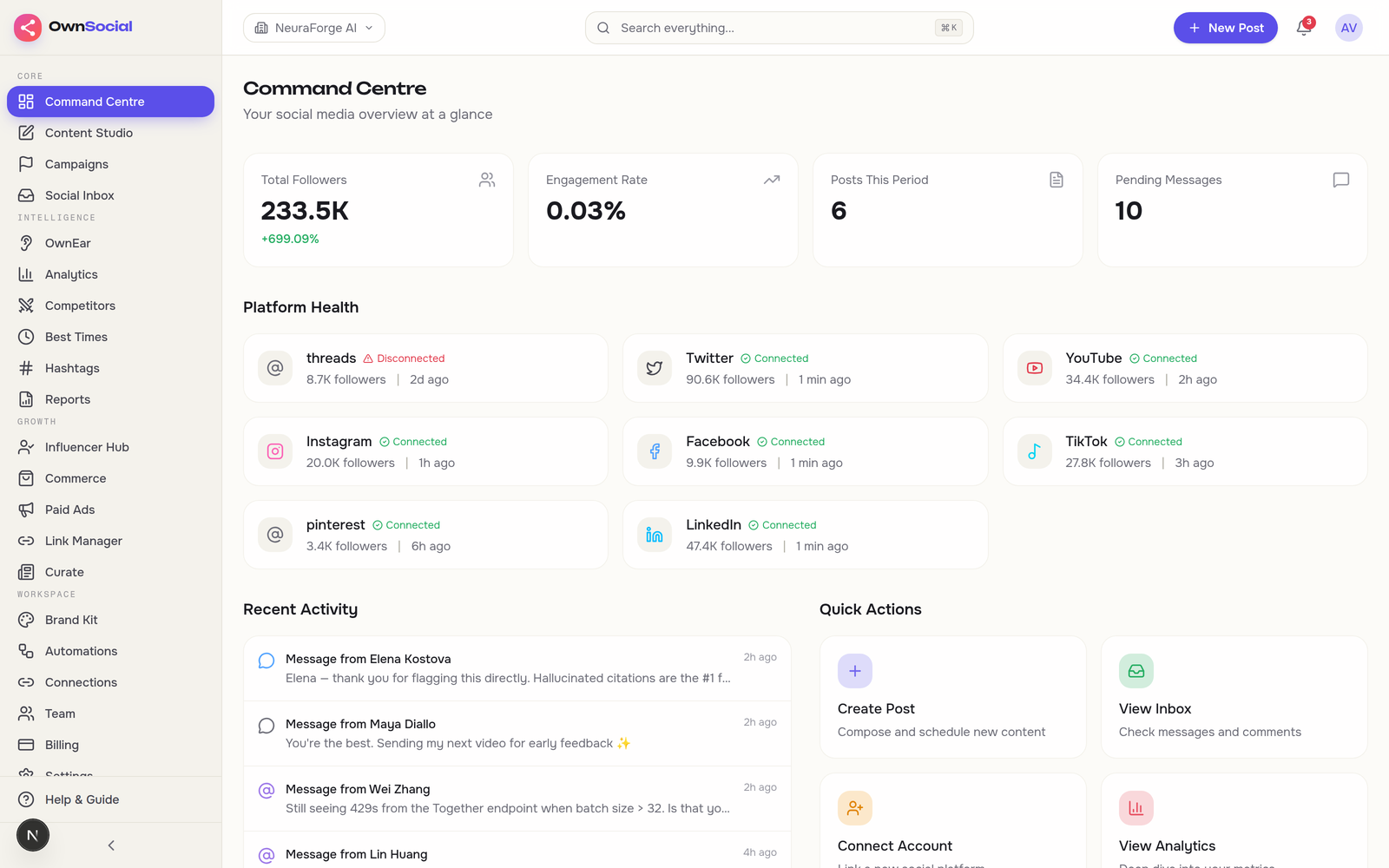 OwnSocial — live product interface
